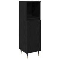 gabinete de bano  armario de bano con estante roble negro 30 x 30 x 100 cm