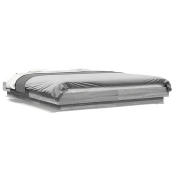 Estructura Cama Con Luces Led Madera Gris Sonoma 150x200 Cm Vidaxl