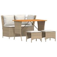 set de comedor jardin con cojines 4 pzas ratan sintetico beige cfw551856