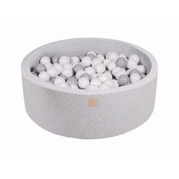 Meowbaby Piscina De Bolas, Round Seca Para Niños, Gris Claro : Gris/blanco, 200 Pcs, 90x30cm