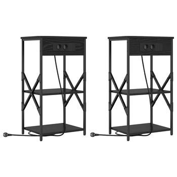 Armario De Noche Con Estante 2 Uds. Roble Negro 41 X 31 X 76 Cm Vidaxl