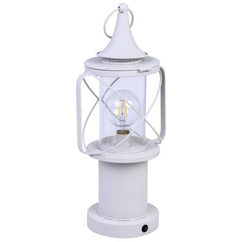 Lámpara de mesa de metal blanco con luz led 21x18.5x46.5/52.5h cm