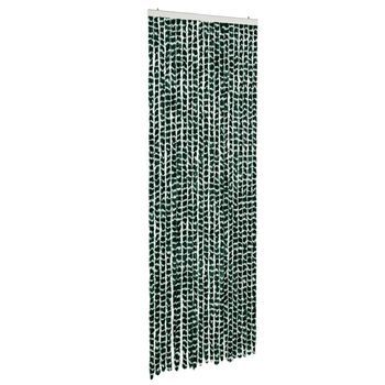 Cortina Antimoscas Chenilla Verde Y Blanco 90x200 Cm