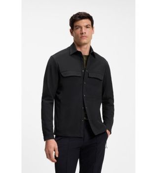 BOSS para hombre. 50560403 Camisa Spirit70 negro (L), Casual, Clásico, Poliéster, Manga larga
