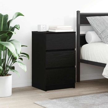 Mesilla De Noche - Mueble Para Dormitorio - Madera De Ingeniería - Negro (39x35x65cm)
