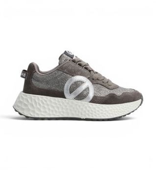 NO NAME para mujer. NNVEN60 Zapatillas de Piel Carter Jogger Velisa Crystal gris (39), Plano, 1 a 3cm, Serraje, Cordones, Casual