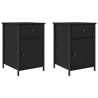 pack 2 uds gabinetes de noche  mesilla de noche  cabinete de noche roble negro 40x42x60 cm madera elaborada cfw92259
