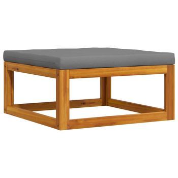 Reposapiés，taburete Con Cojín Gris Oscuro Madera Maciza De Acacia Cfw7395