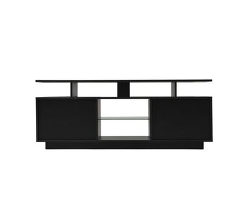 Mueble para tv 140 cm - iluminación led 16 colores, panel brillante, compartimento de vidrio - negro