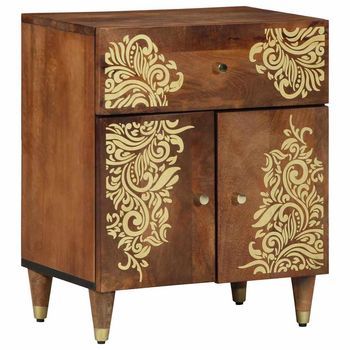 Vidaxl Cabinet De Noche Con Puerta Marrón Miel 50 X 33 X 60 Cm