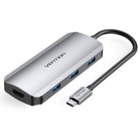 concentrador usb-c vention tofhb 6 en 1 hdmi 4kusb 30pd 100w