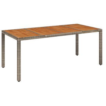 Mesa De Jardín | Mesa De Exterior Superficie De Madera Ratán Pe Gris 190x90x75 Cm