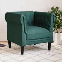 sillon de salon  silla  sillon chesterfield de tela verde oscurocfw791590