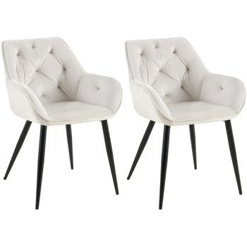 Set De 2 Sillas Para Salón Cassis En Terciopelo Gris Claro 58x56x81 Cm Clp