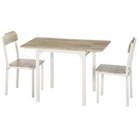 homcom conjunto de 2 sillas plegables mesa de comedor con 2 sillas mesa plegable 110x70x75 cm blanco  natural   aosom espana