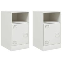 juego de 2 mesitas de noche - mesillas acero blanco 345x39x62 cm mc5570