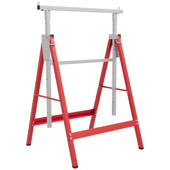 HOMCOM Set de 2 Caballetes Metálicos Plegables con Altura Ajustable Caballetes de Sierra de Acero 68x58x80-130 cm Rojo   Aosom España