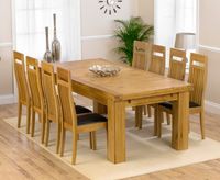 loire 230cm solid oak extending dining table with monaco chairs