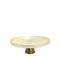 plato de pasteles vainilla sobre pie dorado h28cm