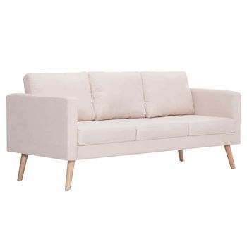 Sofá De 3 Plazas | Sofá De Salón | Sofá De Descanso De Tela Color Crema