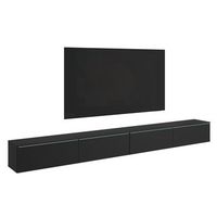 mueble de tv lowboard d 300 cm mueble de television mueble de salon iluminacion led incluida color negro mate