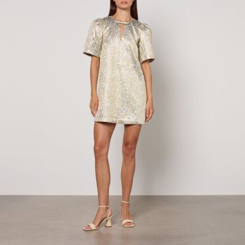 Ganni Metallic Cloqué Mini Dress - UK 14