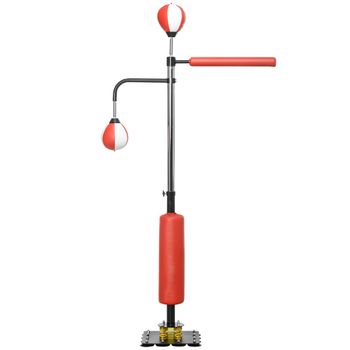 SPORTNOW Soporte de boxeo, dos Speedballs, barra de boxeo giratoria, cojín de patada, ajustable en altura, acero, 84x36x140-205 cm   Aosom España