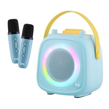 T'nB - Altavoz Bluetooth Karaoke, 2 micrófonos inalámbricos, 5 efectos de voz, anillo luminoso RGB, soporte para smartphone, USB y jack de 3,5 mm, asa de transporte, duración de 5 horas, sistema