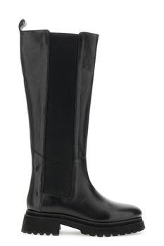 botas de piel con elástico black