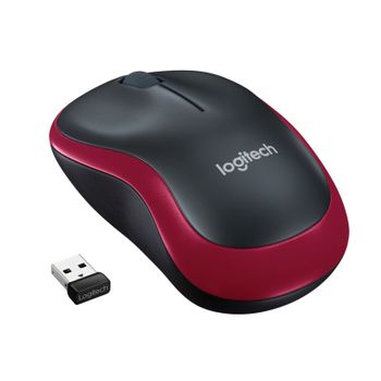 Logitech M185 Ratón Inalámbrico con Mini Receptor USB, Batería 12 Meses, Ambidiestro 1000DPI Rojo