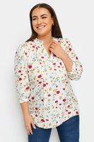 yours blusa blanca de flores rojas con jaretas mujer curvy y tallas grandes yours