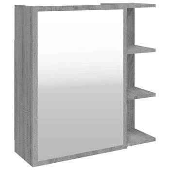 Armario Y Espejo Baño Contrachapada Gris Sonoma 62,5x20,5x64 Cm Vidaxl
