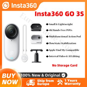 Cámara miniatura Insta360 New GO 3S 4K, portátil y versátil, manos libres, POV, fijación posible en cualquier lugar, con estabilización.