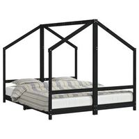 cama individual  estructura de cama para ninos madera pino negro 2x80x200 cm