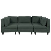 sofa modular moderno 5 plazas tapizado tela poliester respaldo acolchado con otomana forma de u verde oscuro unstad