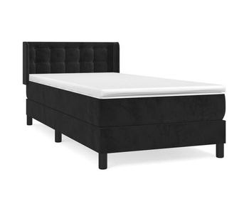 Cama box spring con colchón cuero sintético negro 90x190 cm botones