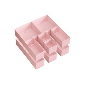 Organizador Cajones Divisores Cajas Plegables Tela no Tejida para Calcetines, Rosa Jalea / Juego de 12