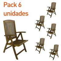 pack 6 sillones para terraza plegables y reclinables madera teca grado a medidas 62x70x107 cm tratamiento al agua aplicado sillas de teka para comedor silla de terraza