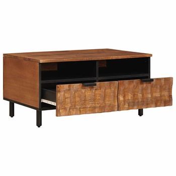 Mesa De Café - Mesa De Centro - Mesa Baja Marrón 80 X 54 X 40 Cm Madera De Mango Maciza