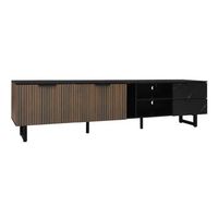 mueble tv de 200 cm negro efecto marmol con iluminacion led multicolor