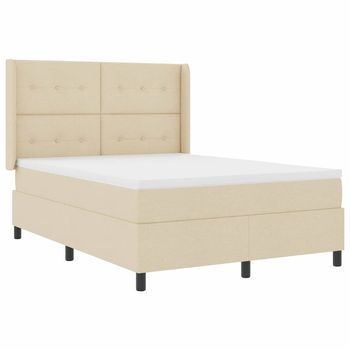 Cama Box Spring Led Con Cabecera Crema 160 X 200 Cm Tela Vidaxl