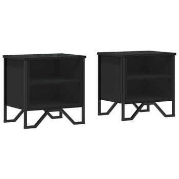 Mesitas De Noche 2 Uds Madera De Ingeniería Negra 40x30x40 Cm Vidaxl