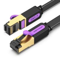 cable de red rj45 vention icabj cat7 5m 10gbps stp plano negro oro 600mhz