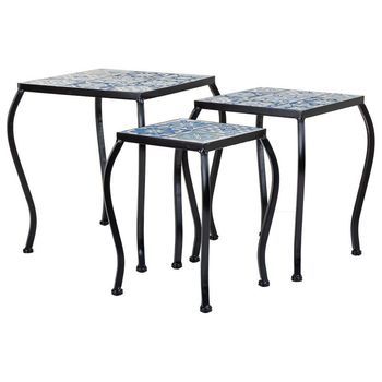 Soportes Set 3 Pzas De Mosaico Y Forja Negro