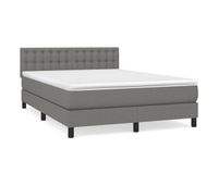 cama box spring con colchon tela gris oscuro 140x190 cm botones