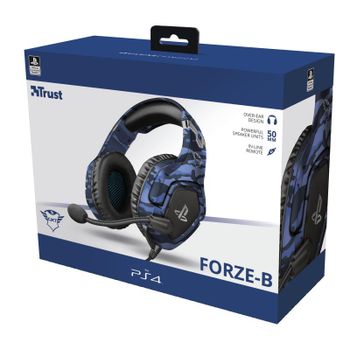 Trust Gaming Cascos PS4 y PS5 Auriculares de Gaming GXT 488 Forze-B, Licencia Oficial para Playstation, Micrófono Plegable, Altavoces Activos de 50 mm, Cable Trenzado de Nailon de 1.2 m, Azul
