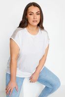 yours camiseta algodon blanca con encaje en hombros mujer curvy y tallas grandes yours