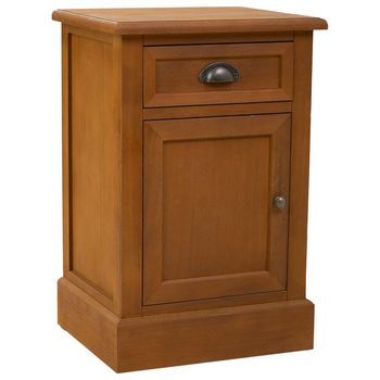 Mesita De Madera De 1 Cajon Y 1 Puerta Marrón 41,5x35x63