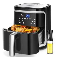aigostar freidora de aire sin aceite 7l1900w inteligente conexion wifi pantalla led tactil 7 funciones preestablecidas  mantener caliente y modo manual libro de recetas y pulverizador de aceite