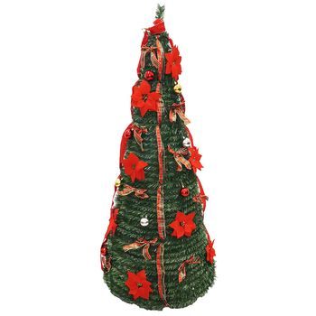 Árbol De Navidad Klack Popup 150 Cm – Plegable, Verde Con Decoraciones | Montaje Rápido Y Fácil Almacenaje